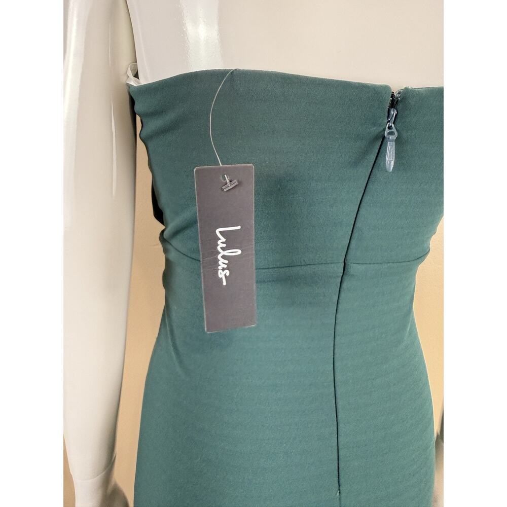 Lulus Teal Blue Strapless Maxi Dress With Split Front Hem Formal Gown XS NWT - Picture 7 of 15